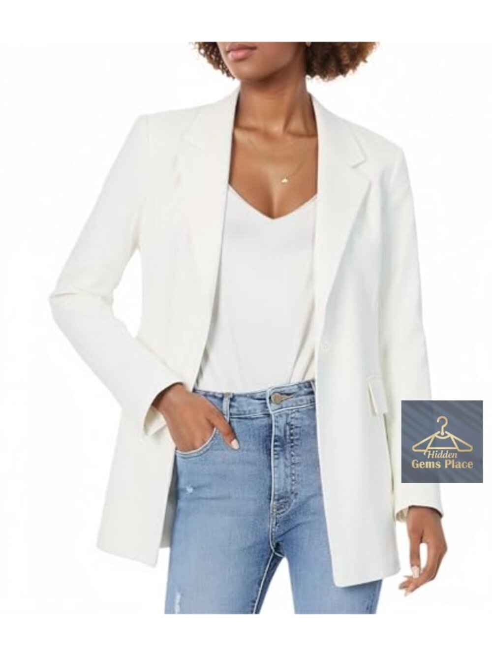 Women's Lightweight Long Sleeve One Button Blazer Business Casual
